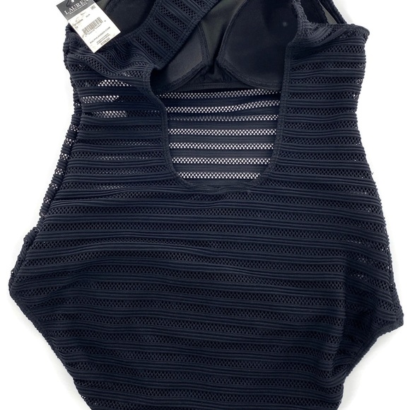 LAUREN Ralph Lauren Ottoman Mesh High Neck One-Piece Swimsuit - Picture 6 of 8